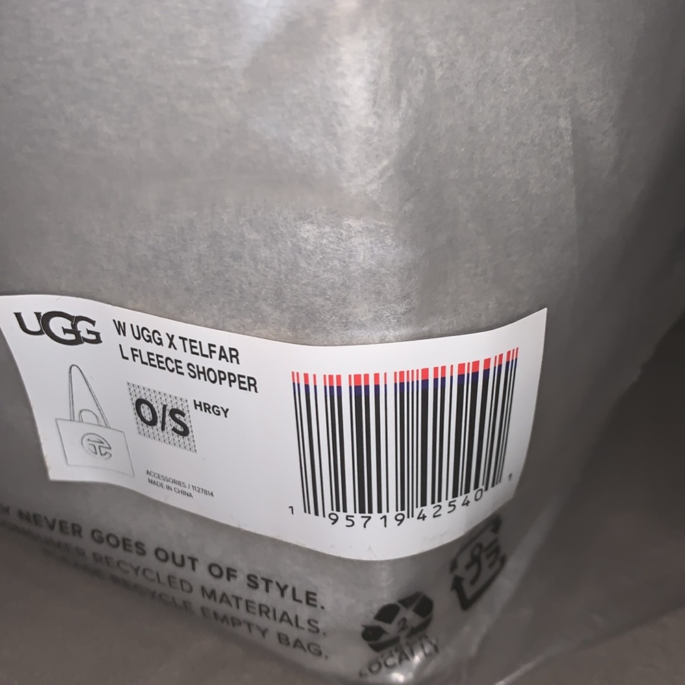 Brand New UGG x TELFAR Large Fleece Shopper - Heather Grey (NWT) - Picture 9 of 10